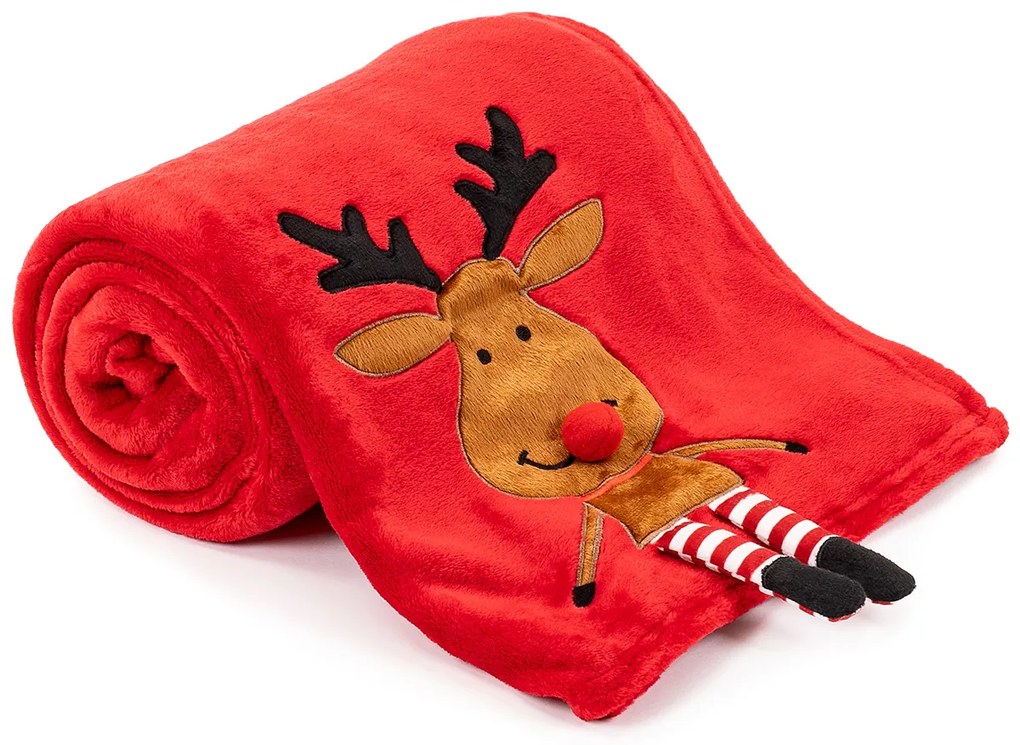 4Home Świąteczny koc Happy Reindeer, 150 x 200 cm