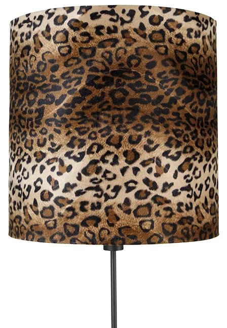 Lampa stojąca czarna klosz w leoparda 40 cm - Parte klasyczny/Antyczny Oswietlenie wewnetrzne