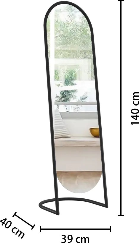 Duże lustro stojące w metalowej ramie JEF, 39,5 x 136 cm