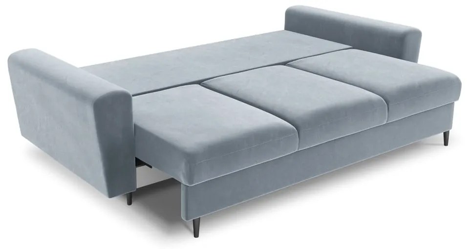 Jasnoniebieska aksamitna rozkładana/ze schowkiem sofa 235 cm Kyoto – Cosmopolitan Design