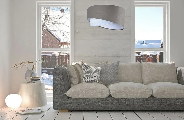 Szaro-biała asymetryczna lampa wisząca P5-M03