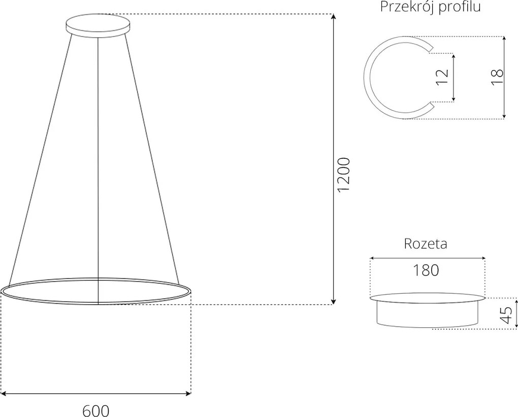 Pojedyncza lampa wisząca Ledowe Okręgi No.1 In 60 cm