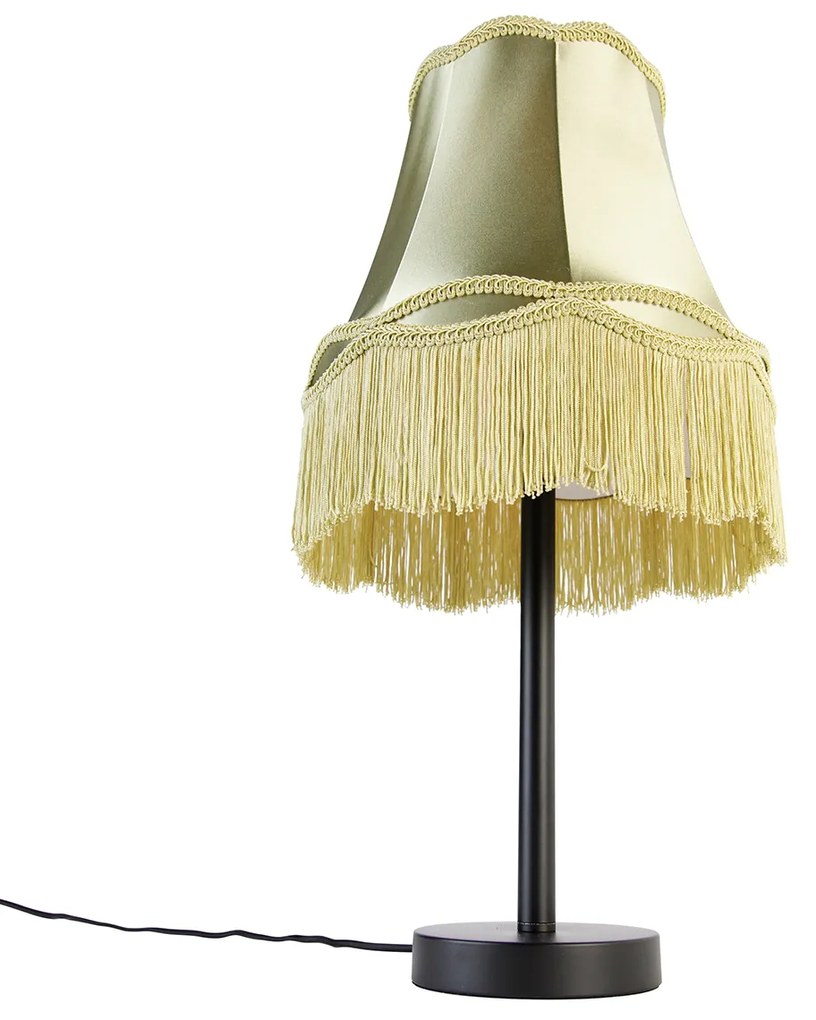 Klasyczna lampa stołowa czarna z abażurem w kolorze zielonym 30 cm - Simplo klasyczny/Antyczny Oswietlenie wewnetrzne