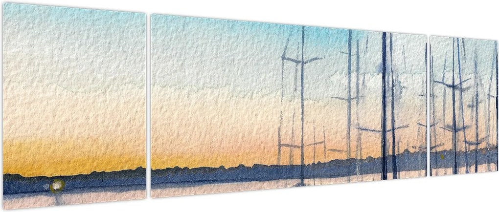 Obraz - Żeglarstwo, akwary (170x50 cm)