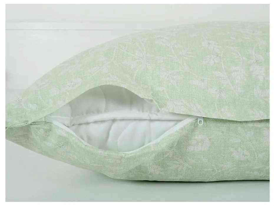 Zielona pościel jednoosobowa z kory 140x200 cm Green Flowers – B.E.S.