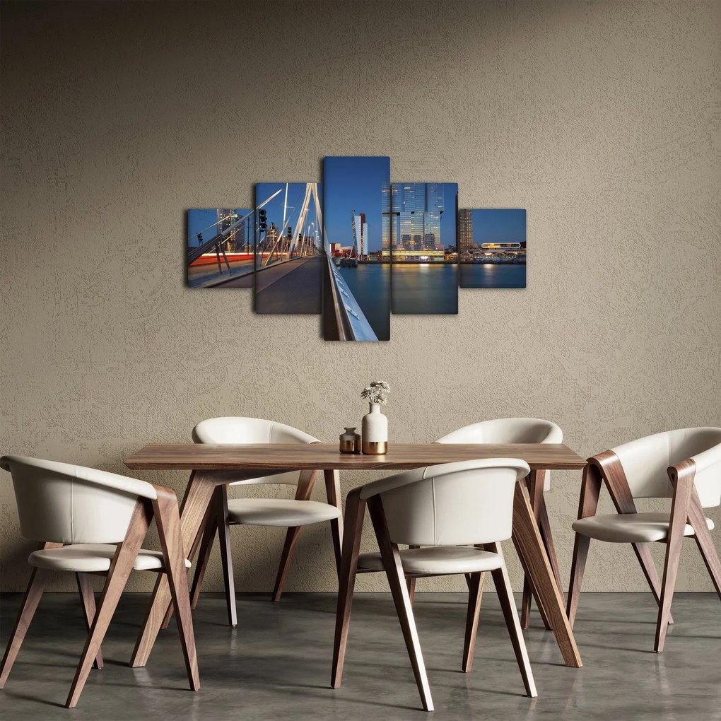 Obraz - Zmierzch w Rotterdamie, Holandia (125x70 cm)