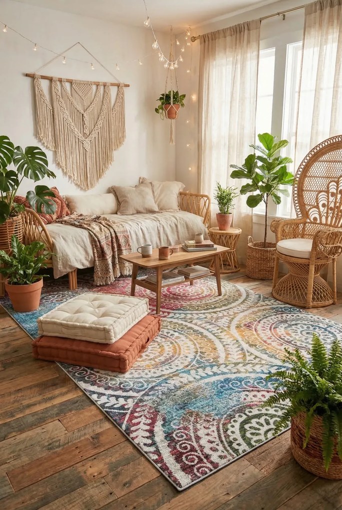 Kolorowy nowoczesny dywan w rozety T3-W37