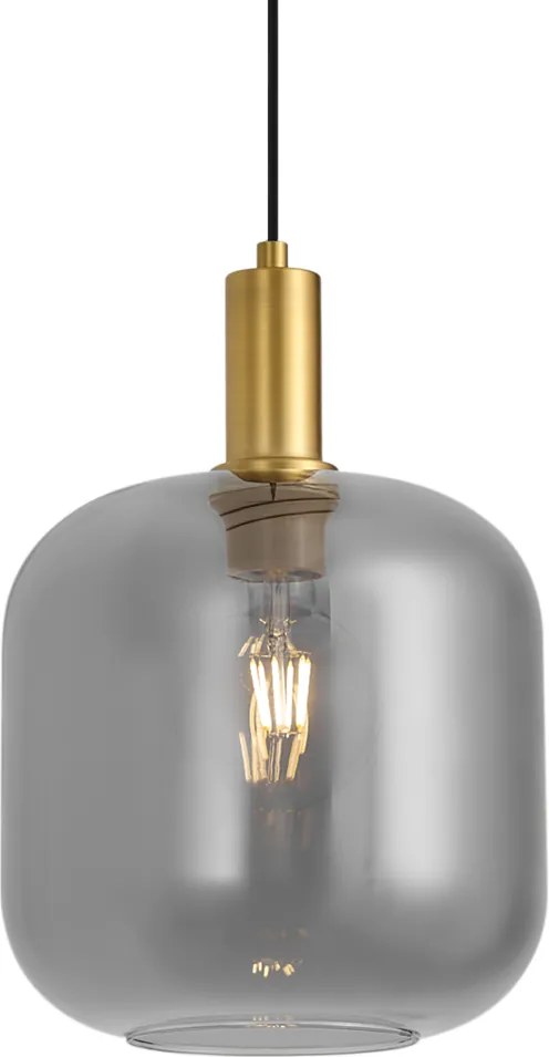 Designerska Lampa Wisząca Mosiądz z Przydymionym Szkłem do Systemu Szynowego 1-Fazowego - Iconic Zuzanna