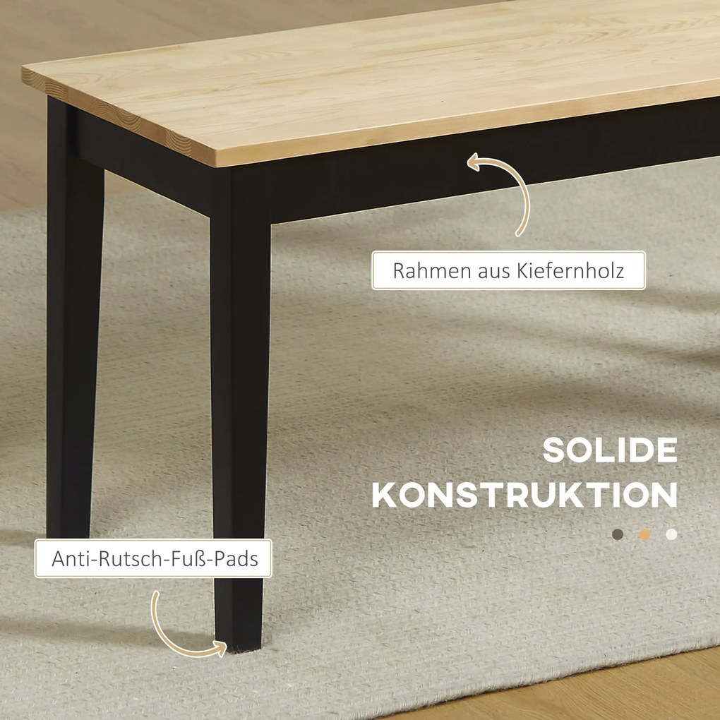 HOMCOM Ławka dwuosobowa drewniana do kuchni i jadalni wytrzymała elegancka obciążenie do 220 kg | Aosom PL