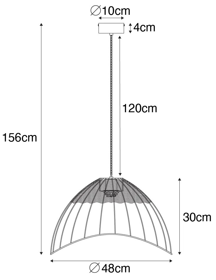 Orientalna lampa wisząca i sufitowa czarna z rattanu - Treccia PuaKolonialny Oswietlenie wewnetrzne