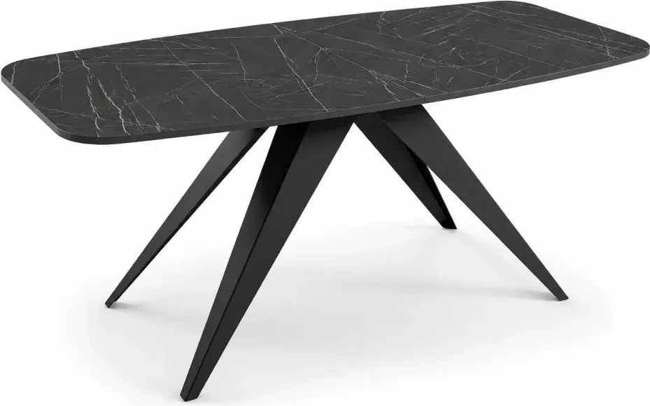 Stół owalny Lumen rozkładany do jadalni 160/180 cm – nowoczesny stół loftowy z metalową podstawą i laminowanym blatem