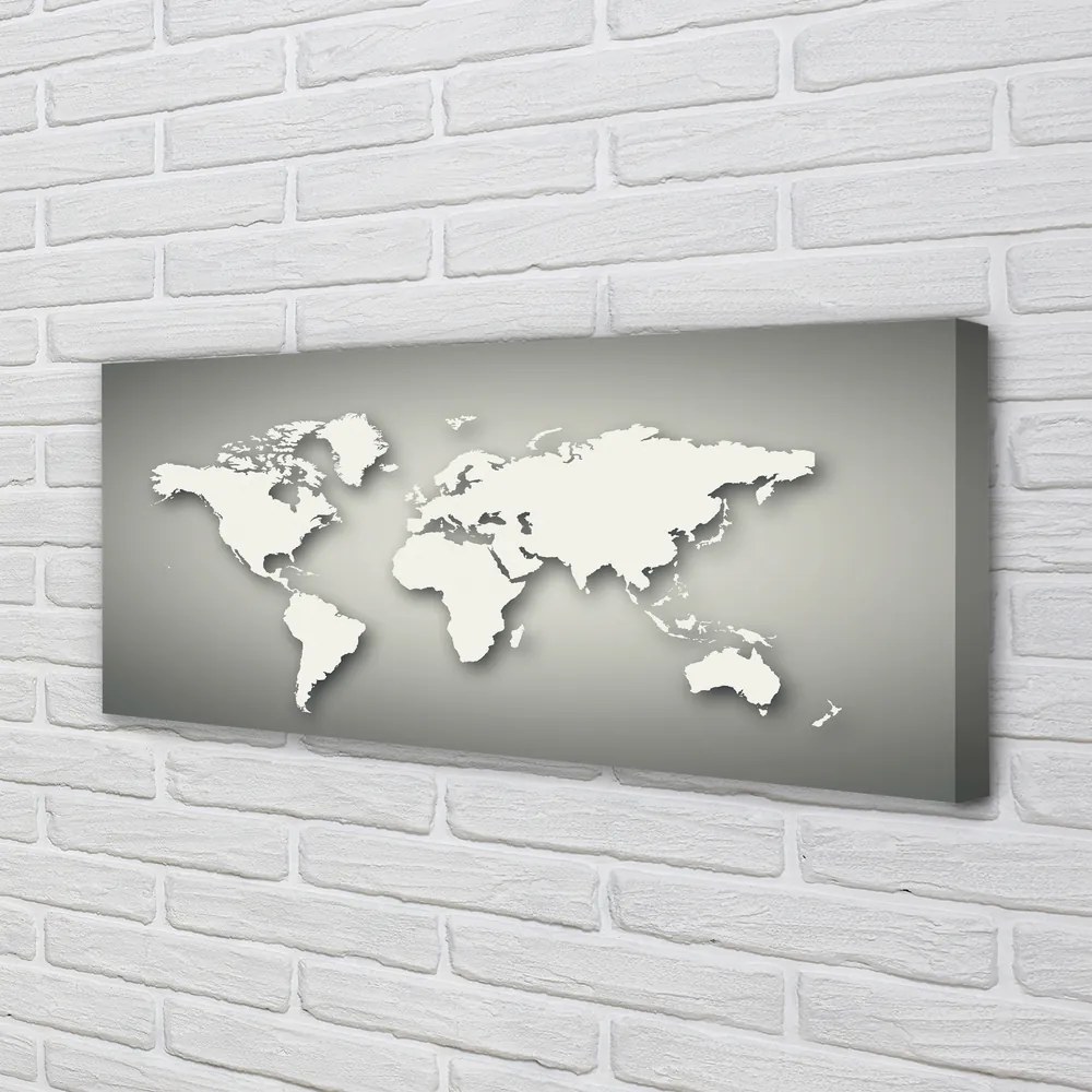 Obraz na płótnie Biała Mapa na Szarym Tle