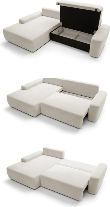 Narożnik BOULI Lewostronny z Elektryczną Regulacją wolnostojący tkanina Raven 28 Beżowy DOMO HOME