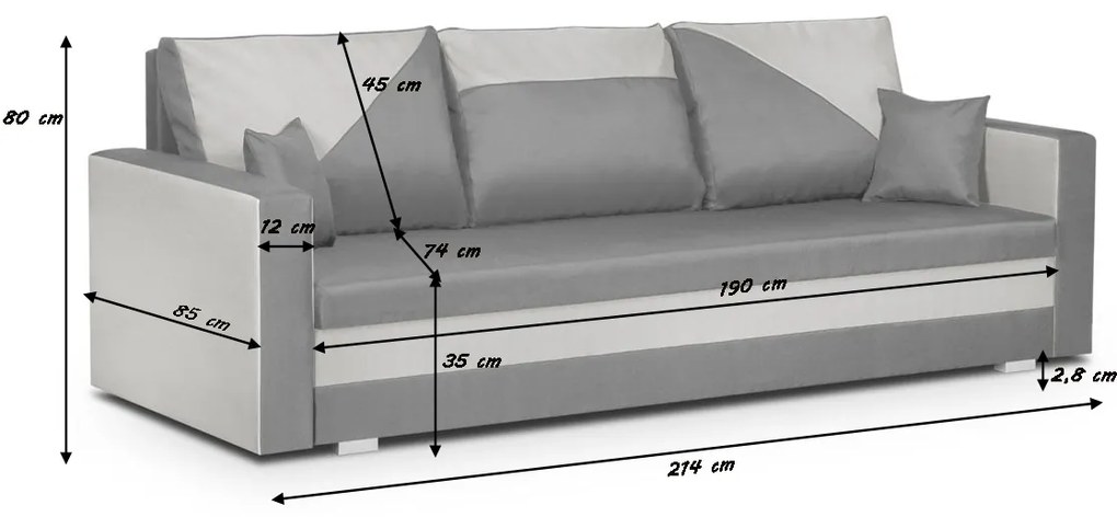 Kanapa sofa 3 os z funkcją spania ASTO1 Beżowy/Brązowy