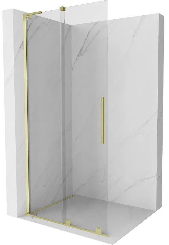 Mexen Velar L ścianka prysznicowa rozsuwana Walk-in 90 x 200 cm, transparent 8 mm, złota szczotkowana - 871-090-003-03-55