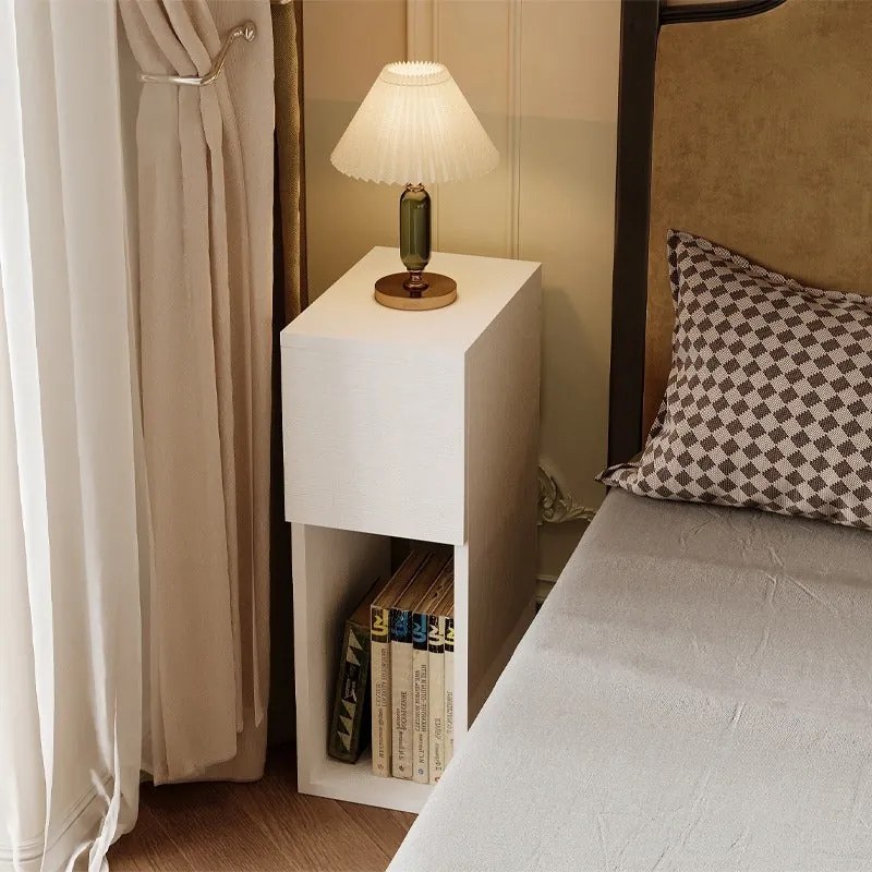 Szafka nocna biała z szufladą stolik z półką nowoczesny loft do sypialni