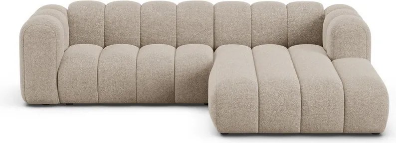 Beżowy narożnik z tkaniny szenilowej (prawostronny/z szezlongiem) Lupine – Micadoni