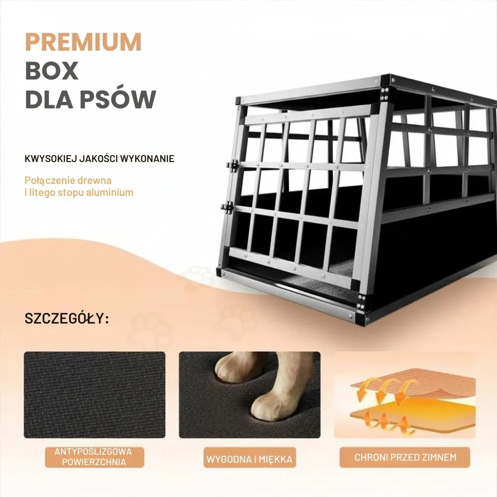 Transporter dla psa BRUNO, 70x54x51cm, srebrna/czarna Cadoca