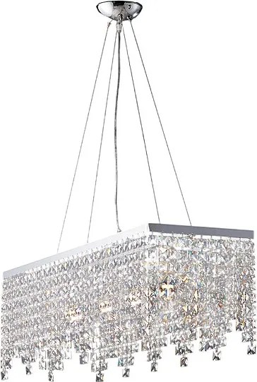 Lampa wisząca Penelope z mosiądzu i chromowanego żelaza, 4 lampy z kryształkami, dł. 71 x 30 cm, BL31-4-CR