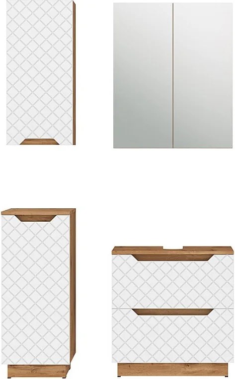 Zestaw mebli łazienkowych dąb/biały ze strukturą płytek 59.8x32x62.5 lotta