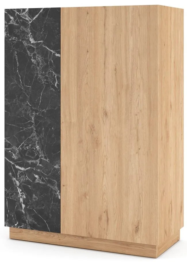 Czarno-naturalna szafka w dekorze dębu 90x127 cm Dione – Marckeric