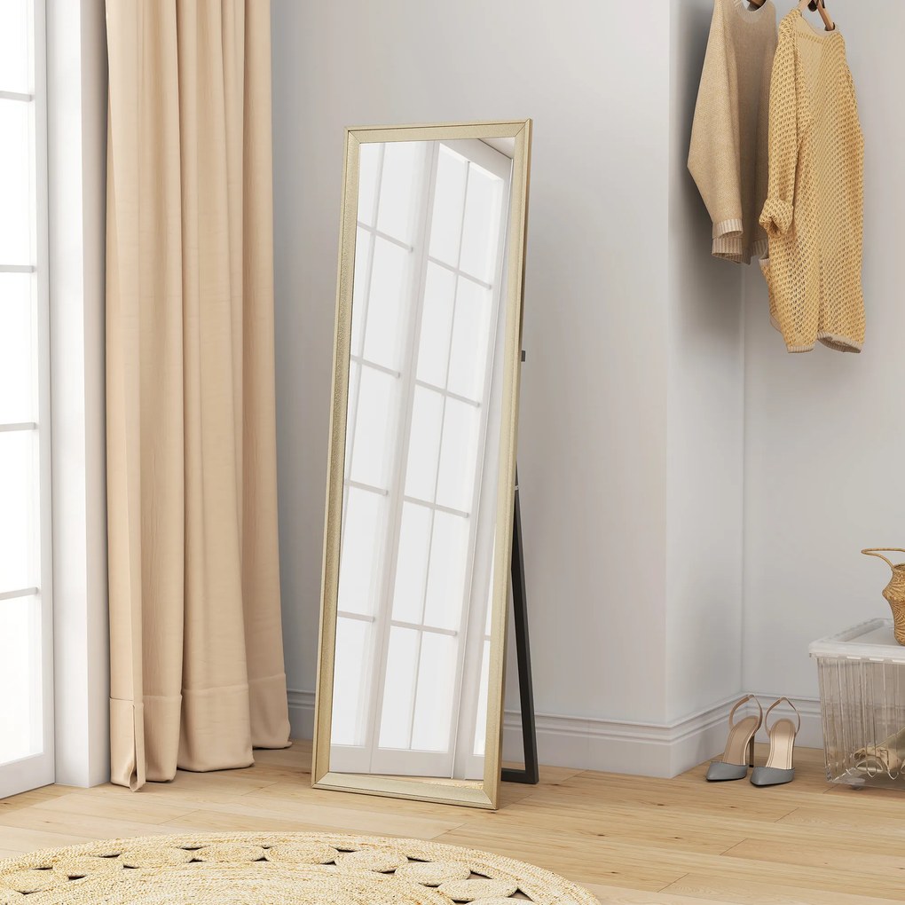 HOMCOM Lustro Całościowe, elastyczne miejsce, 160 x 50 cm, kolor złoty