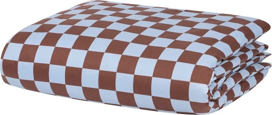 Jasnoniebiesko-brązowa poszwa na kołdrę jednoosobowa z satyny bawełnianej 140x200 cm Plu – noo.ma