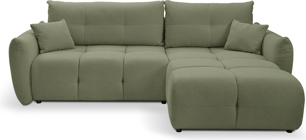 Masseno Narożnik MODA z funkcją spania i pojemnikiem na pościel Narozniki L, Rozkładana sofa - Oliwkowy, NORDIC OLIVE