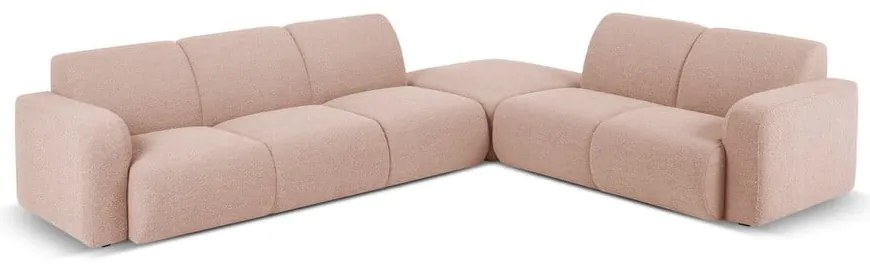 Różowy narożnik z materiału bouclé (prawostronny) Molino – Micadoni Home