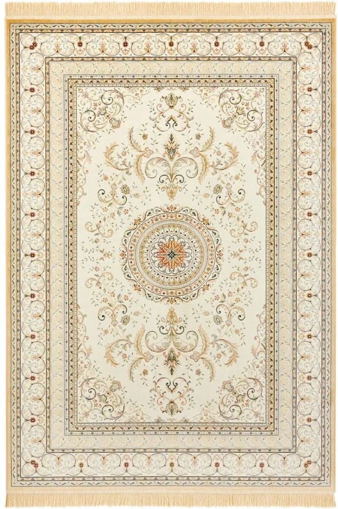 Dywan orientalny Naveh orientalny z frędzlami Rozeta Kremowo-Beżowa 195 cm x 300 cm