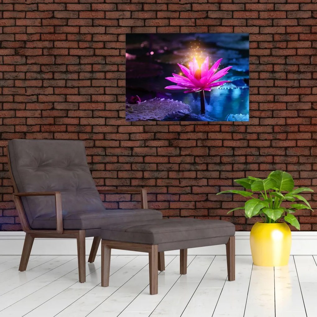 Obraz na szkle - liliia wodna na wodzie (70x50 cm)