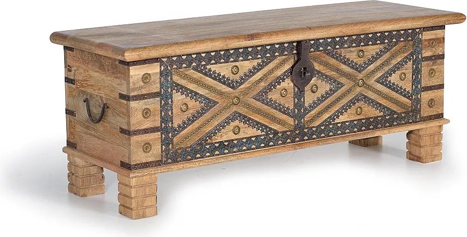 Pień z drewna mango z metalowymi detalami w kolorze naturalnym