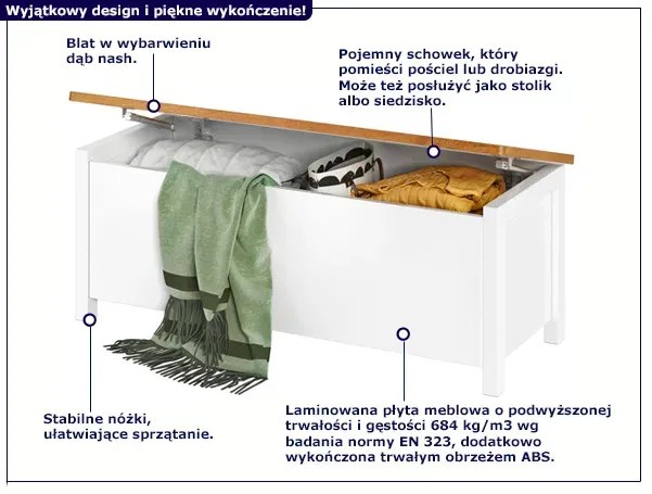 Biały zamykany kuferek na zabawki - so P3-E44