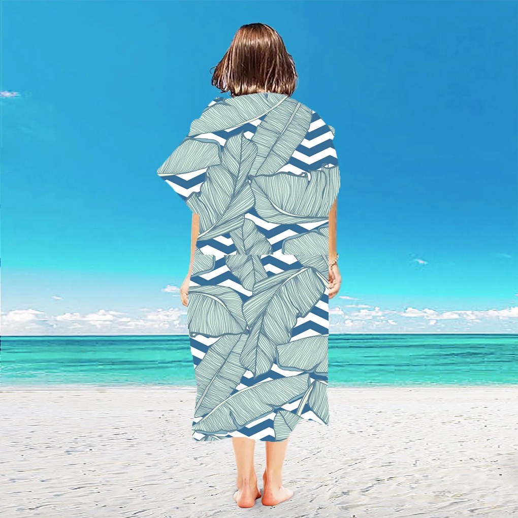 Ponczo plażowe NAVARI niebieskie 80x145 cm