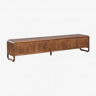 Meble Rtv Z Drewna Mango Maupaul Ciemny Drewniany Uchwyt & 220 X 40 Cm - Sklum