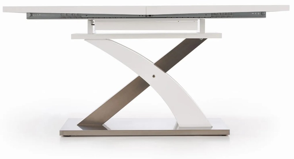 SANDOR stół rozkładany 160-200/90/77 MDF biały lakierowany, wysoki połysk, glamour