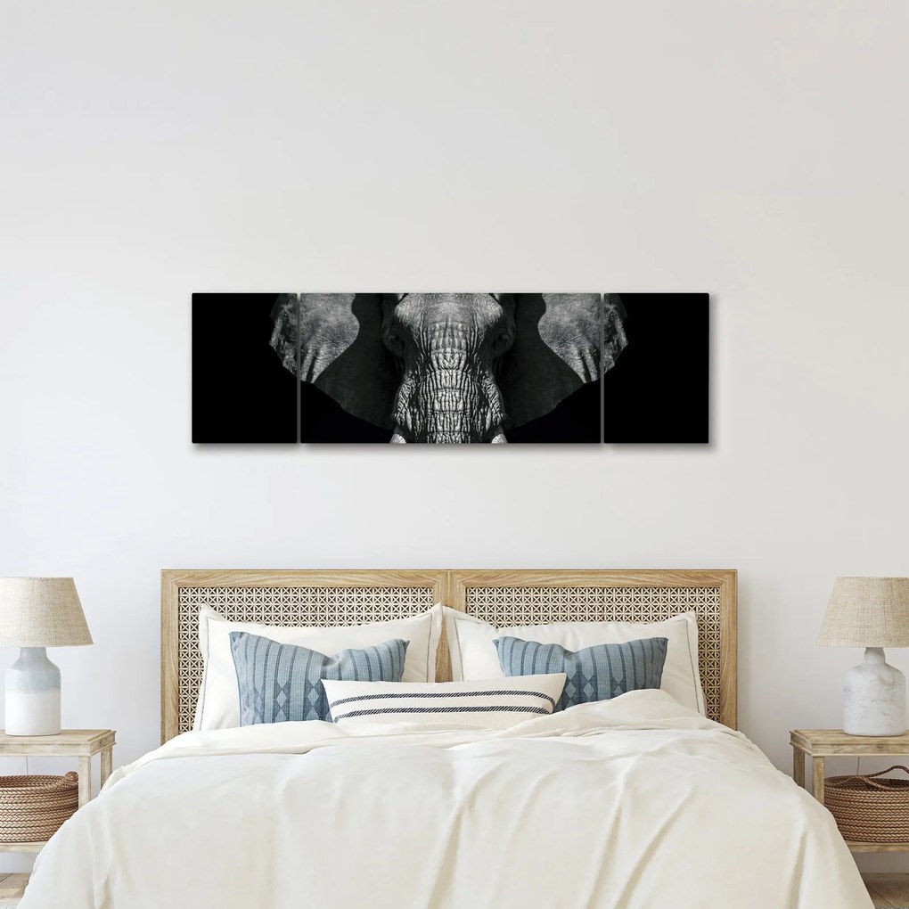 Obraz - Słoń na czarnym tle (170x50 cm)