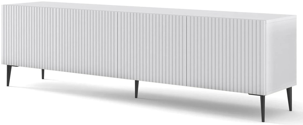 Biała szafka na TV z lamelami 200 cm L1-N59