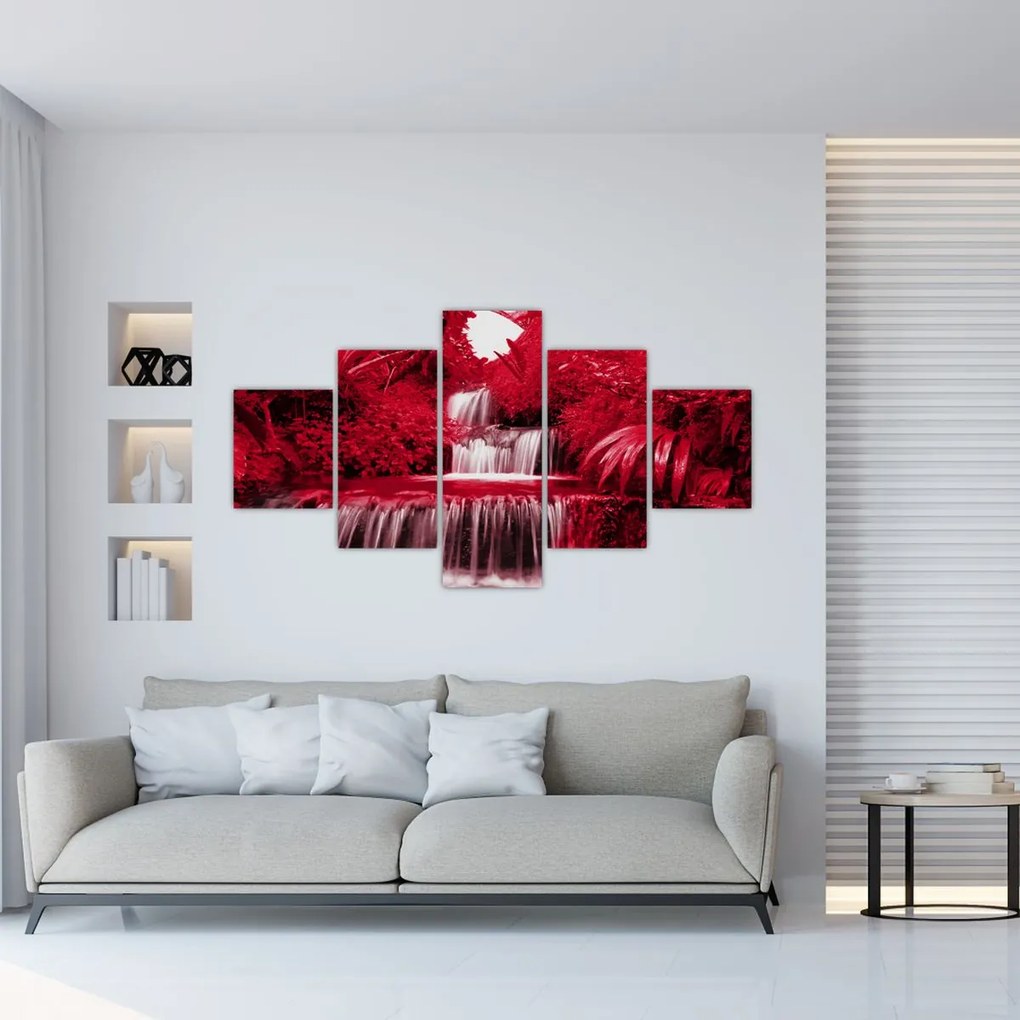 Obraz - Indonezyjskie wodospady w kolorze czerwonym (125x70 cm)