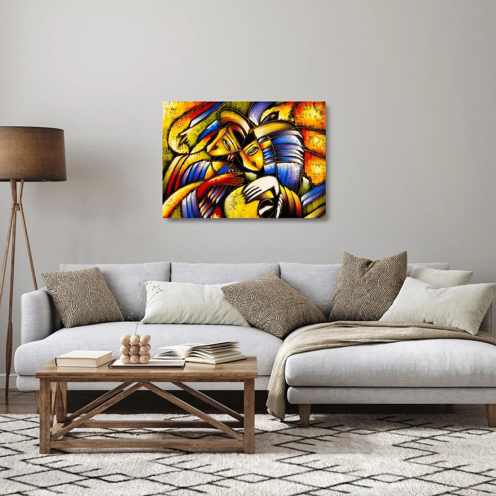 Obraz na szkle - Obraz na szkle olejny, kochankowie (70x50 cm)