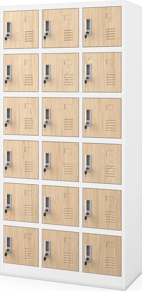 Szafa skrytkowa zamykana na klucz Eco Design Karol 90x40x185 cm, biały/dąb sonoma