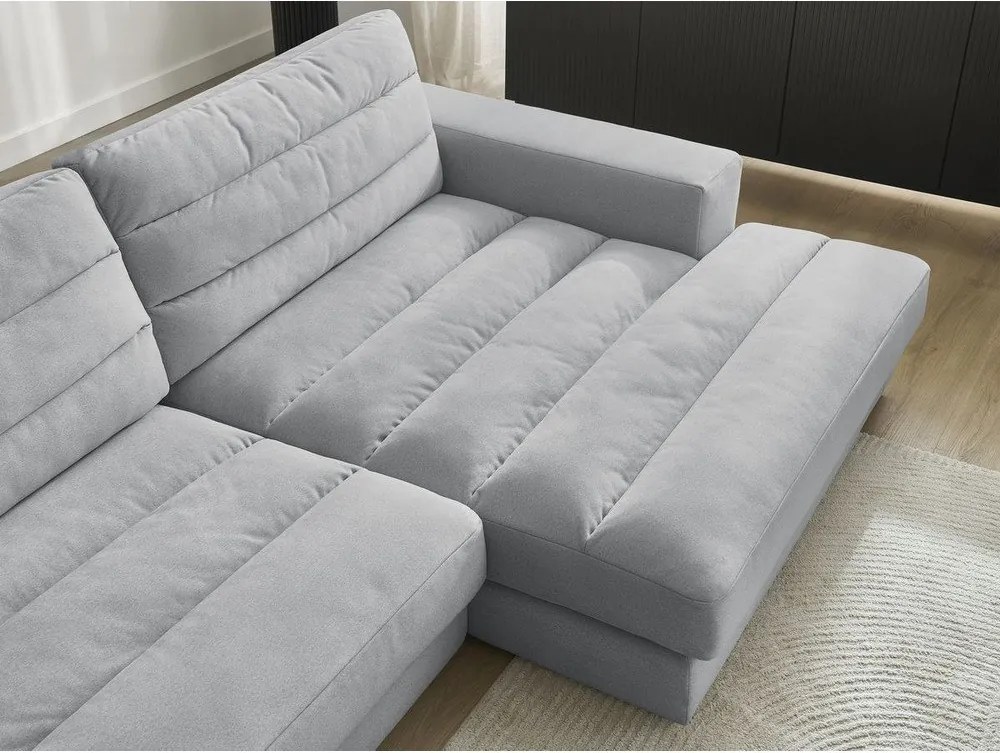 Jasnoszary aksamitny narożnik (prawostronny/z szezlongiem) Sierra – Bobochic Paris