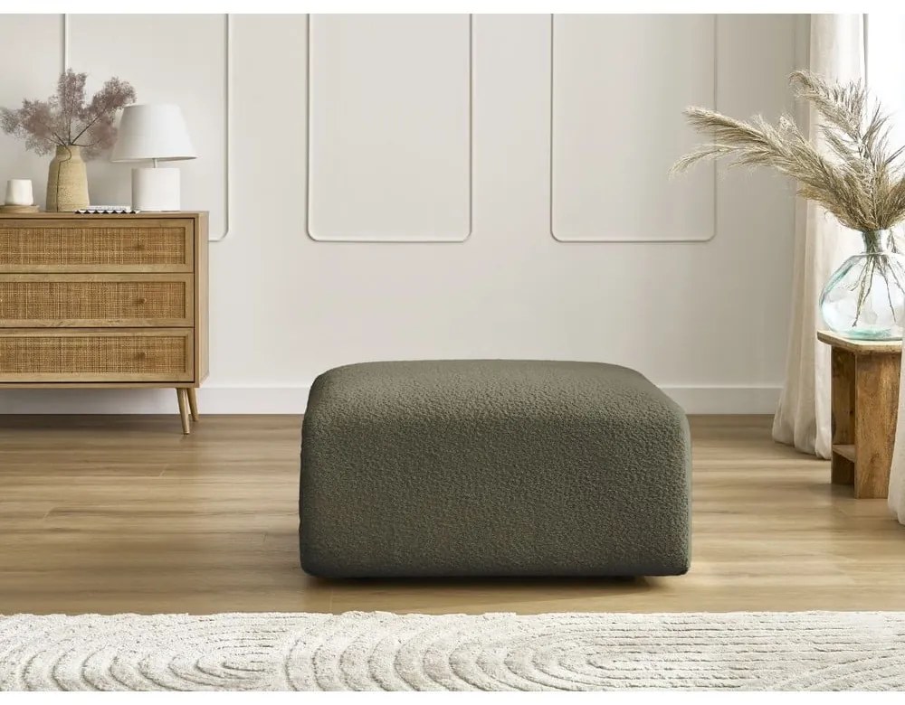 Zielony podnóżek z materiału bouclé Tina – Bobochic Paris