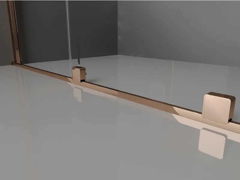 Mexen Velar ścianka prysznicowa rozsuwana Walk-in 130 x 200 cm, szron 8 mm, różowe złoto - 871-130-000-33-60