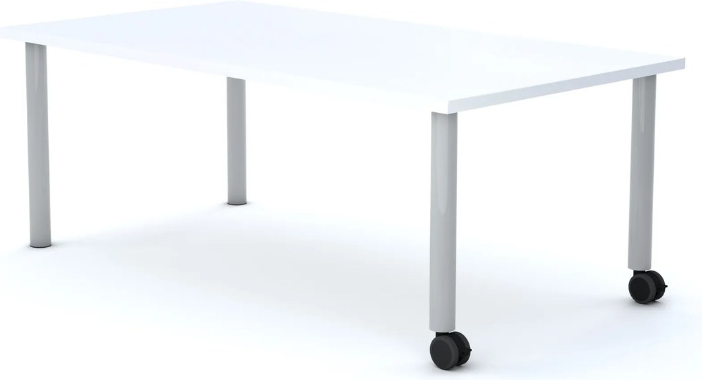 Stolik szkolny na kółkach Move prostokątny 120x75 cm, rozmiar 4-6, blat biały / nogi szare