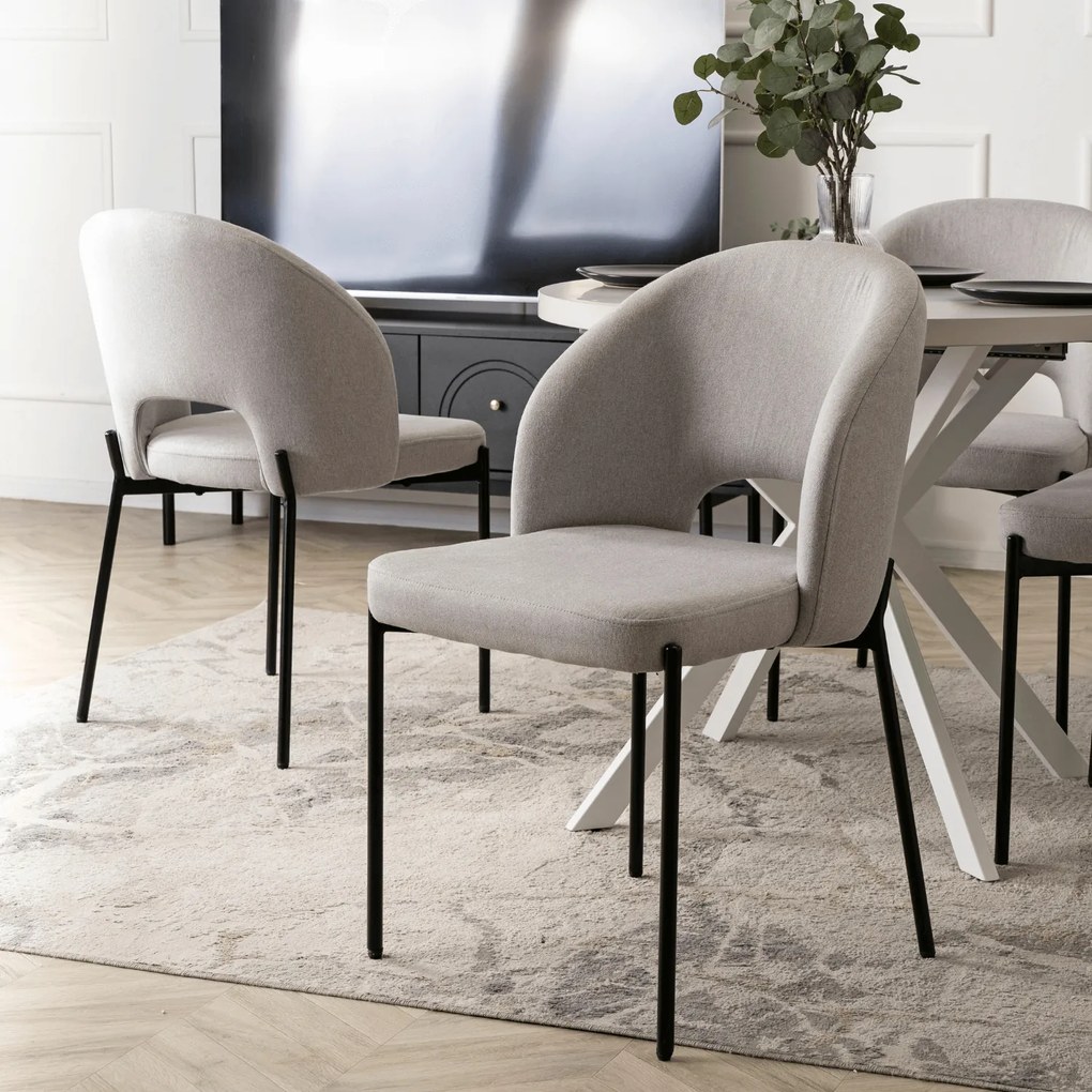 Krzesło Tapicerowane BROS Szare Nowoczesne