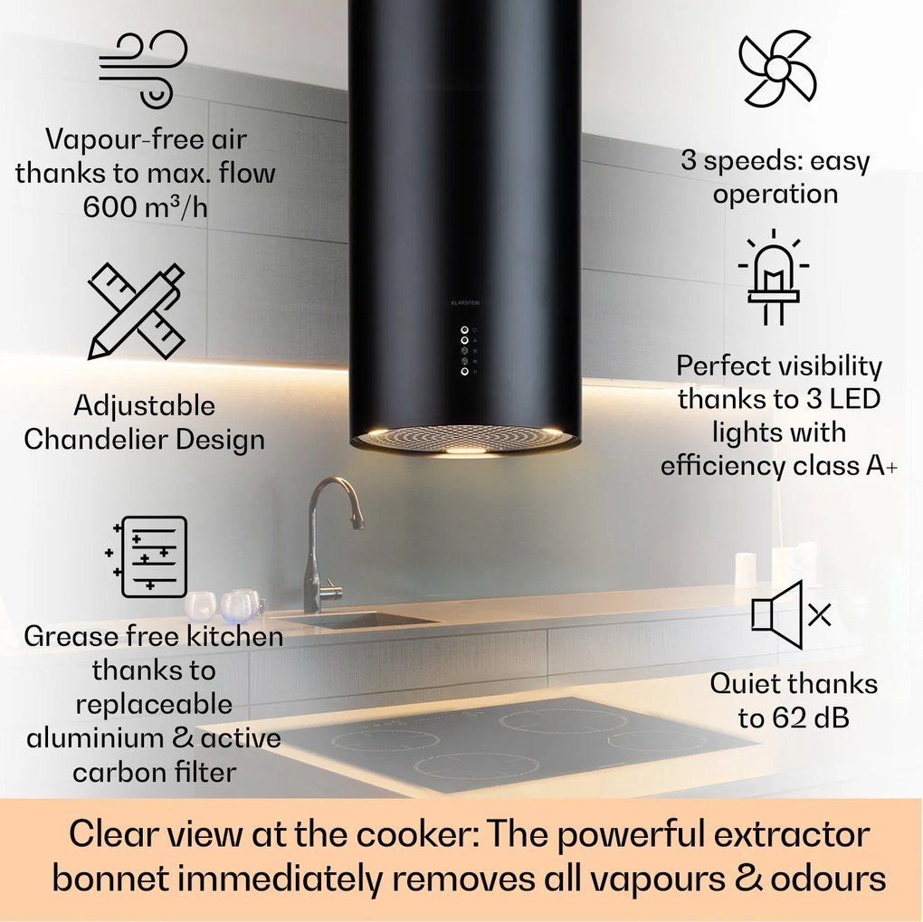 Klarstein Bolea Okap wyspowy 38 cm