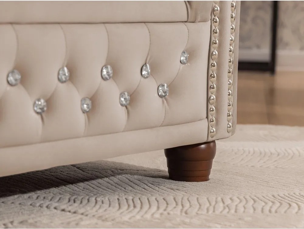 Beżowy aksamitny rozkładany narożnik (lewostronny/w kształcie litery L) York Blik – Ropez