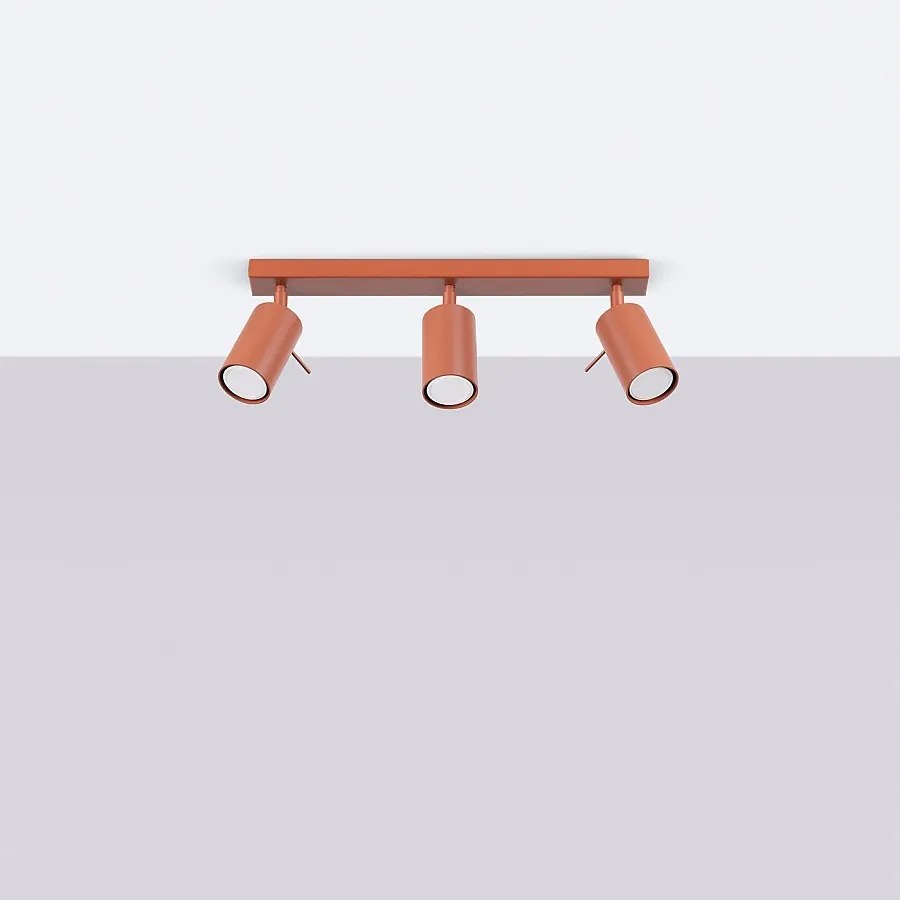Lampa sufitowa nowoczesny Briix, stal - 3 źródło światła 4000K - L.45 x H.17 cm - ochra czerwona