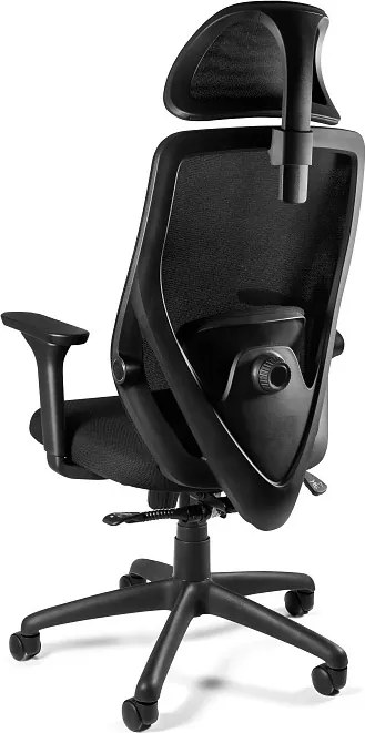 Ergonomiczne krzesło biurowe Chester, czarna tkanina, zgodne z normą BHP
